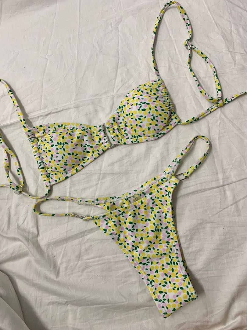 Shein Ditsy Floral Thong Bikini Swimsuit Women S Fashion Swimwear