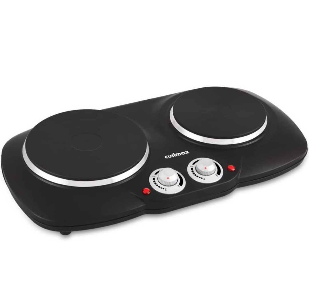 Cusimax CMHP B212 2500W Electric Double Hot Plate Dual Temperature Control Table Hob Black TV