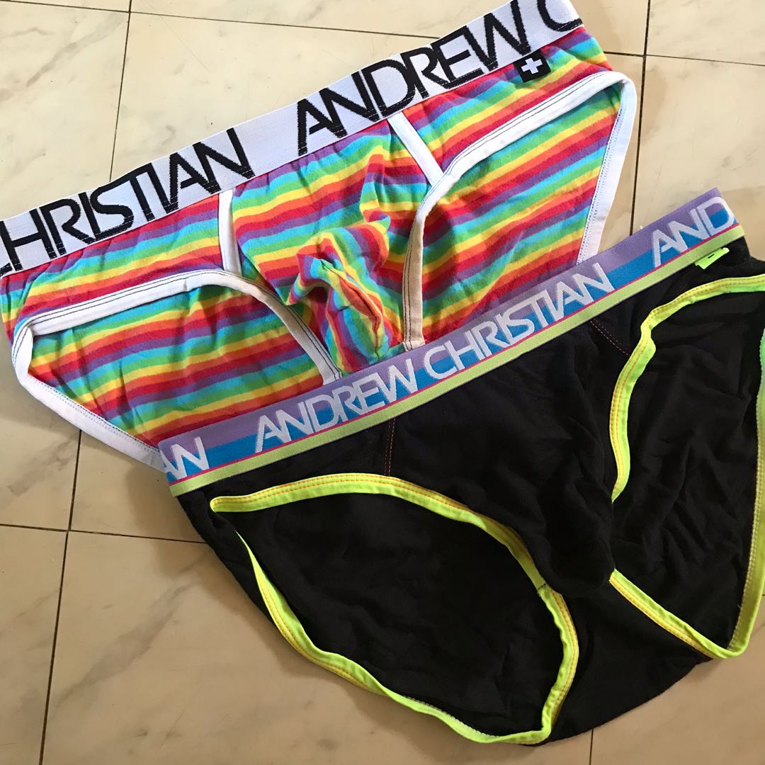 Andrew Christian Pride And Black Brief Almost Naked Men S Fashion Bottoms Underwear On Carousell