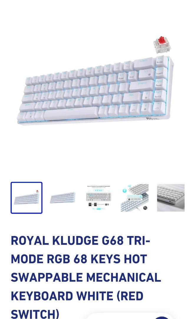 Royal Kludge G Tri Mode Rgb Keys Hot Swappable Mechanical Keyboard White Red Switch