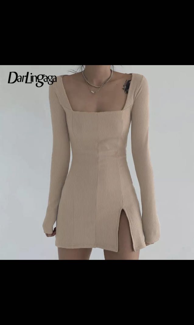 Nude Bodycon Dress Women S Fashion Dresses Sets Dresses On Carousell