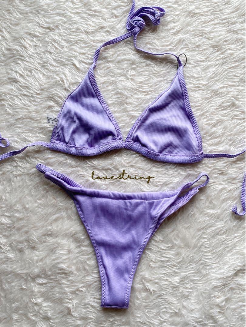 Ribbed Halter String Bikini Women S Fashion Swimwear Bikinis Swimsuits On Carousell