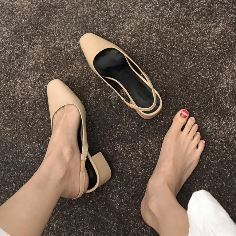 Sappun Nude Slingback Heels Women S Fashion Footwear Heels On Carousell