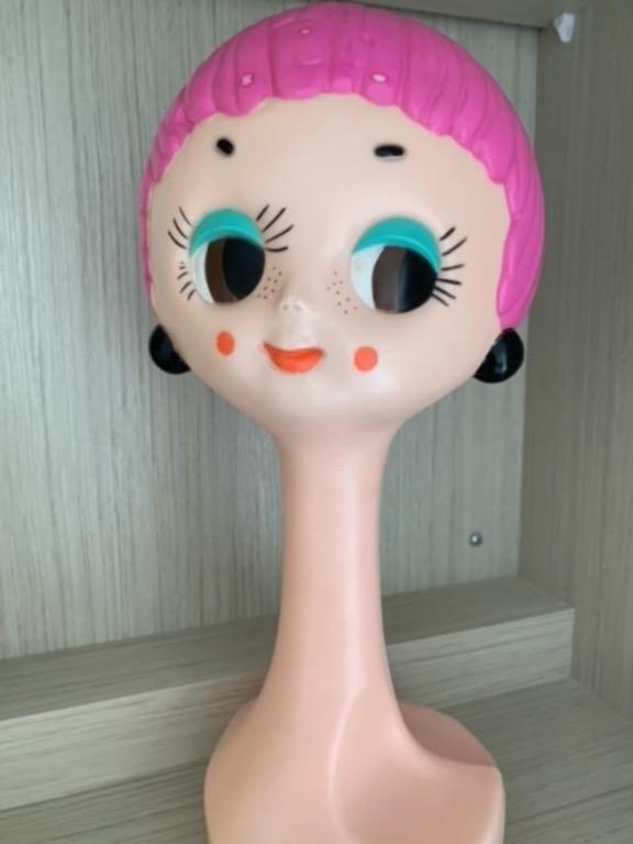 Reproduction Japan Retro Hot Pink Twiggy Plastic Doll Head Hobbies Toys Toys Games On