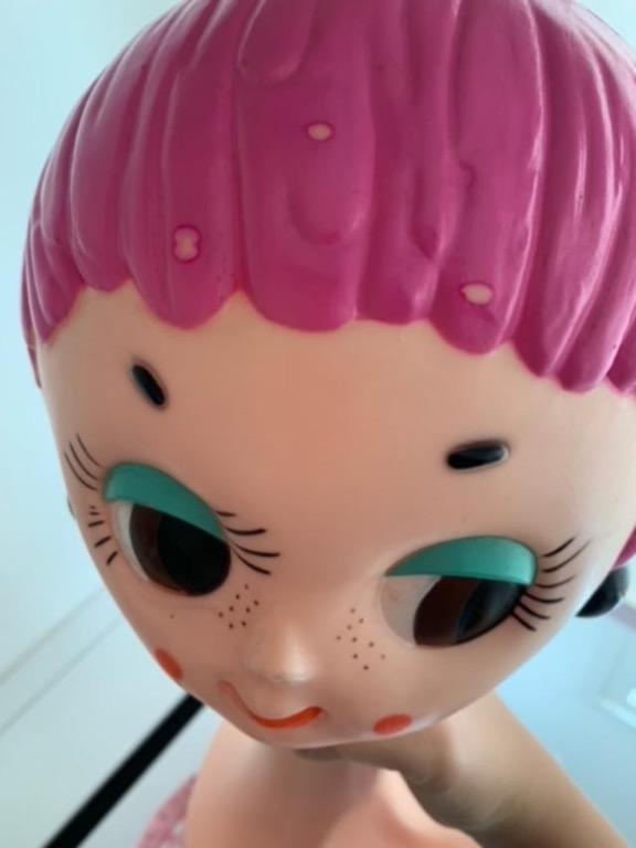 Reproduction Japan Retro Hot Pink Twiggy Plastic Doll Head Hobbies Toys Toys Games On