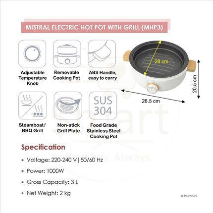 Mistral MHP MIMICA Multi Functional Electric Hot Pot With Grill TV Home Appliances Kitchen