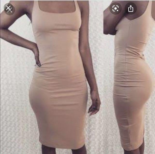Zara Trafaluc Nude Bodycon Dress Women S Fashion Dresses Sets