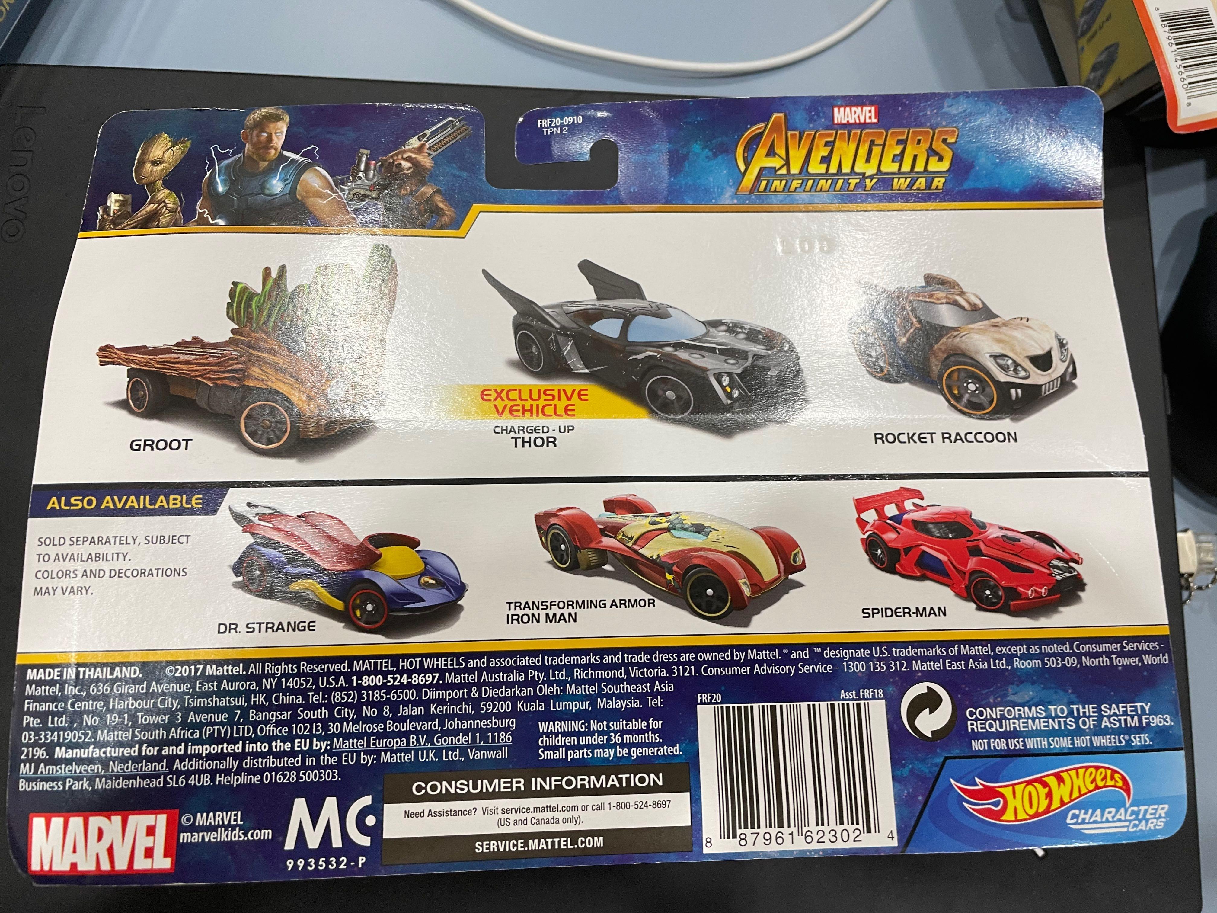 Hot Wheels Avengers Infinity War Character Cars Thor Iron Man Hobbies Toys Toys Games