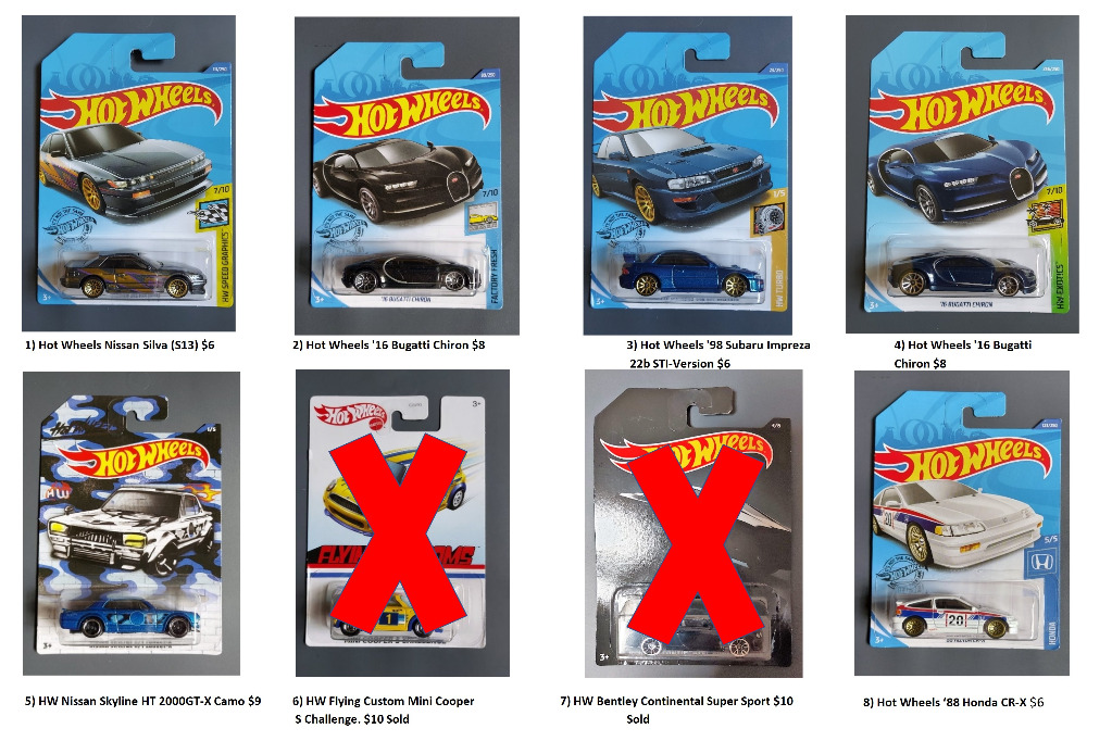 Hot Wheels Nissan Silva S Bugatti Chiron Subaru Impreza B STI Version Nissan