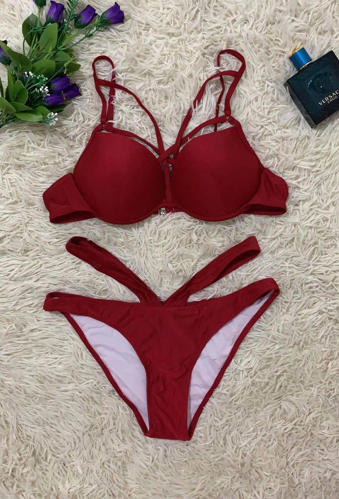 Sexy Red 2 Piece Bikini Set Women S Fashion Swimwear Bikinis Swimsuits On Carousell