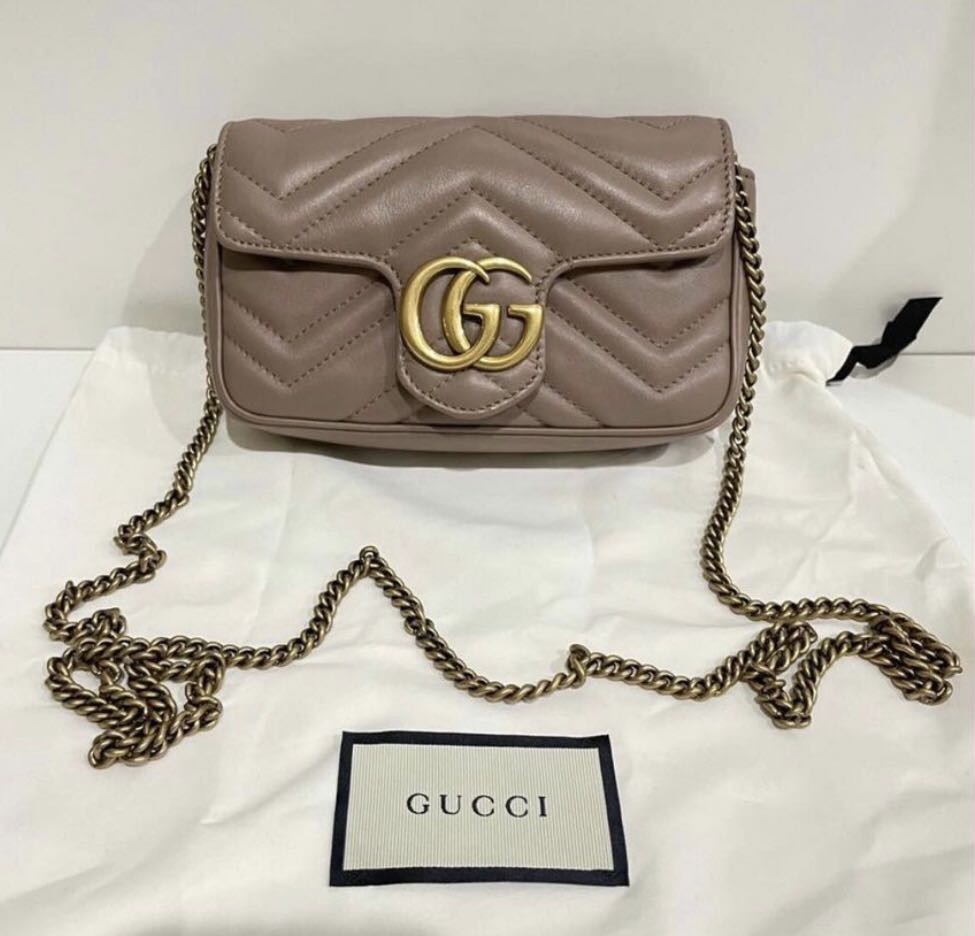 Gucci Marmont Supermini Nude Original Barang Mewah Tas Dompet Di
