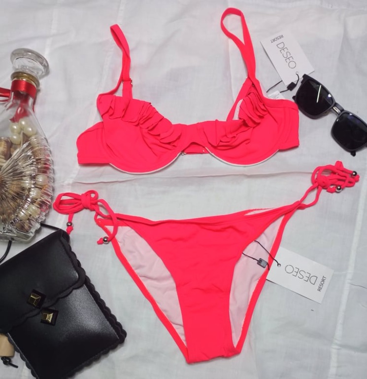 Neon Pink Piece Bikini Women S Fashion Swimwear Bikinis Swimsuits On Carousell