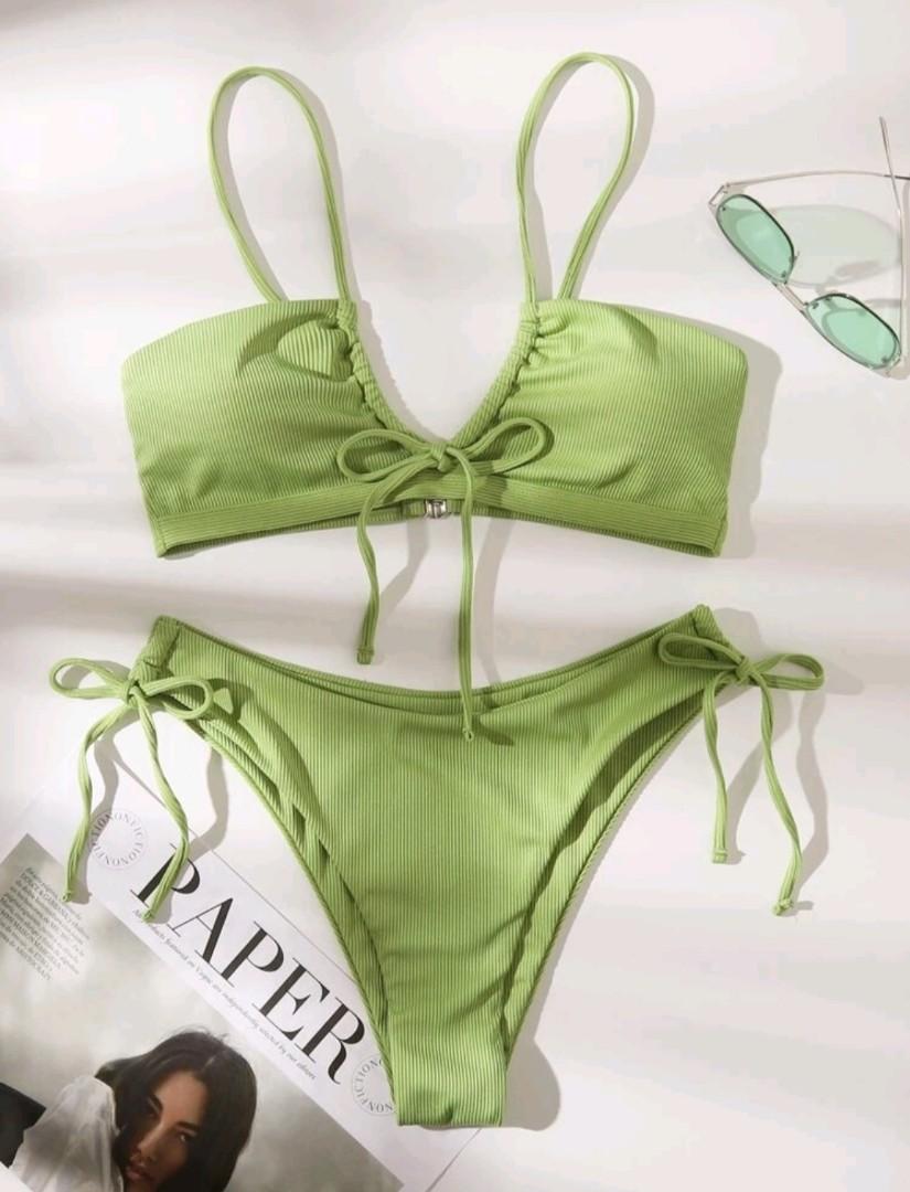 Shein Rib Tie Side Bikini Women S Fashion Swimwear Bikinis