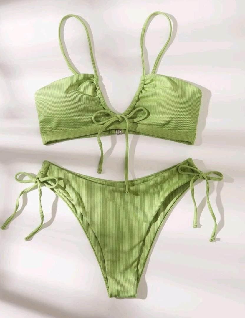 Shein Rib Tie Side Bikini Women S Fashion Swimwear Bikinis