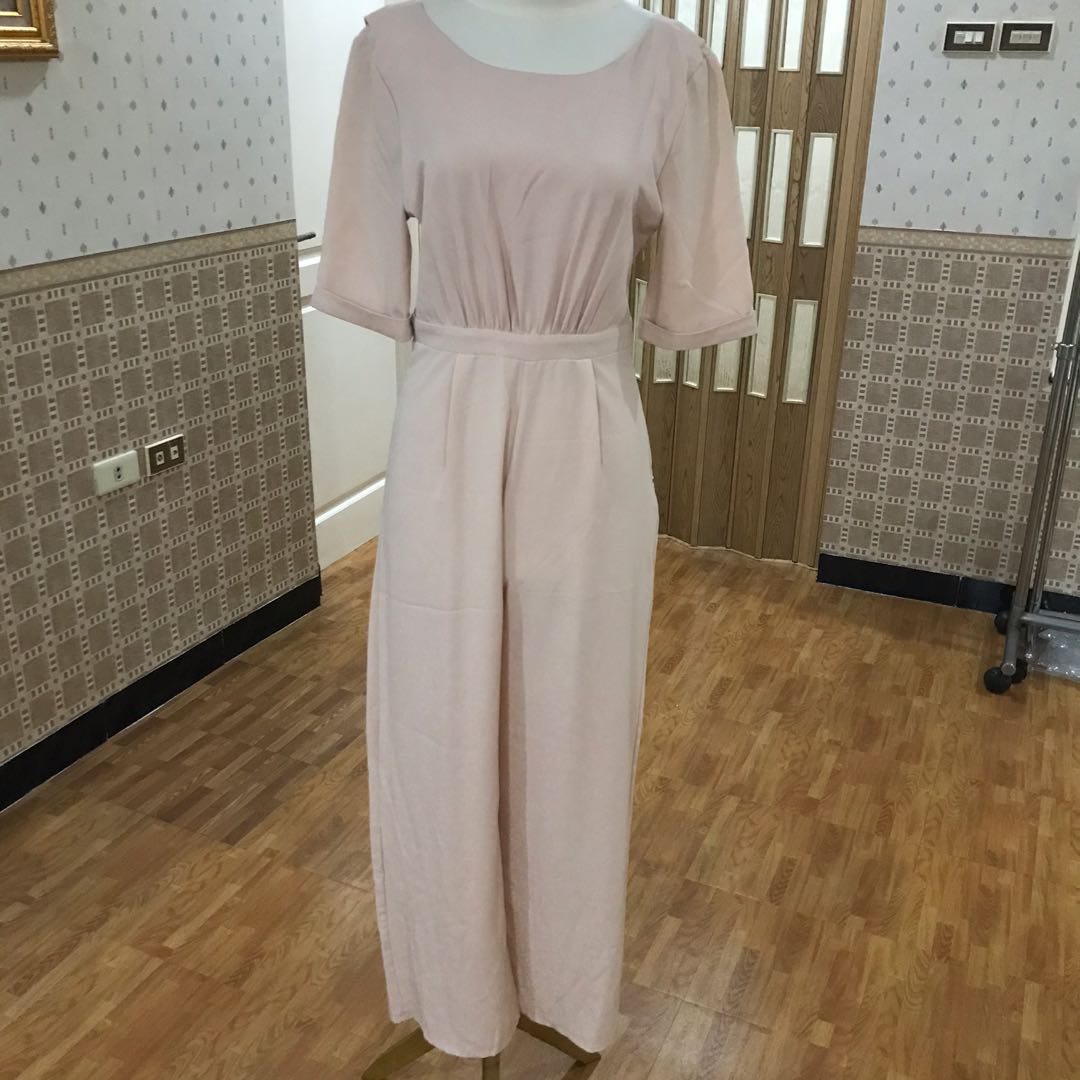 Nude Jumpsuit Panjang Fesyen Wanita Pakaian Wanita Jumpsuits Di