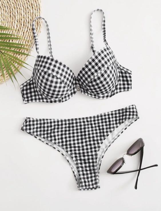 Gingham Bikini Set Women S Fashion Swimwear Bikinis Swimsuits On Carousell
