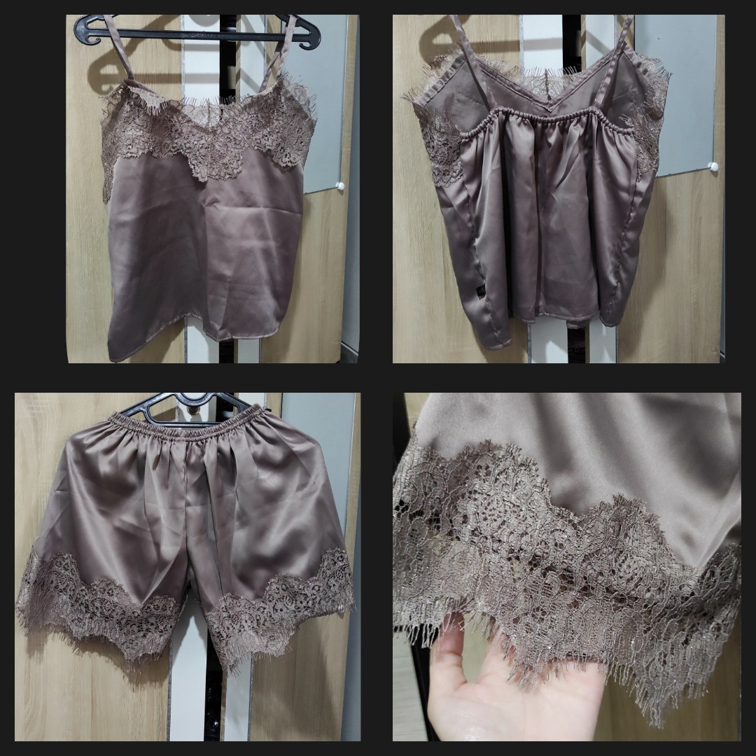 Lingerie Satin Nude Fesyen Wanita Pakaian Wanita Lainnya Di Carousell