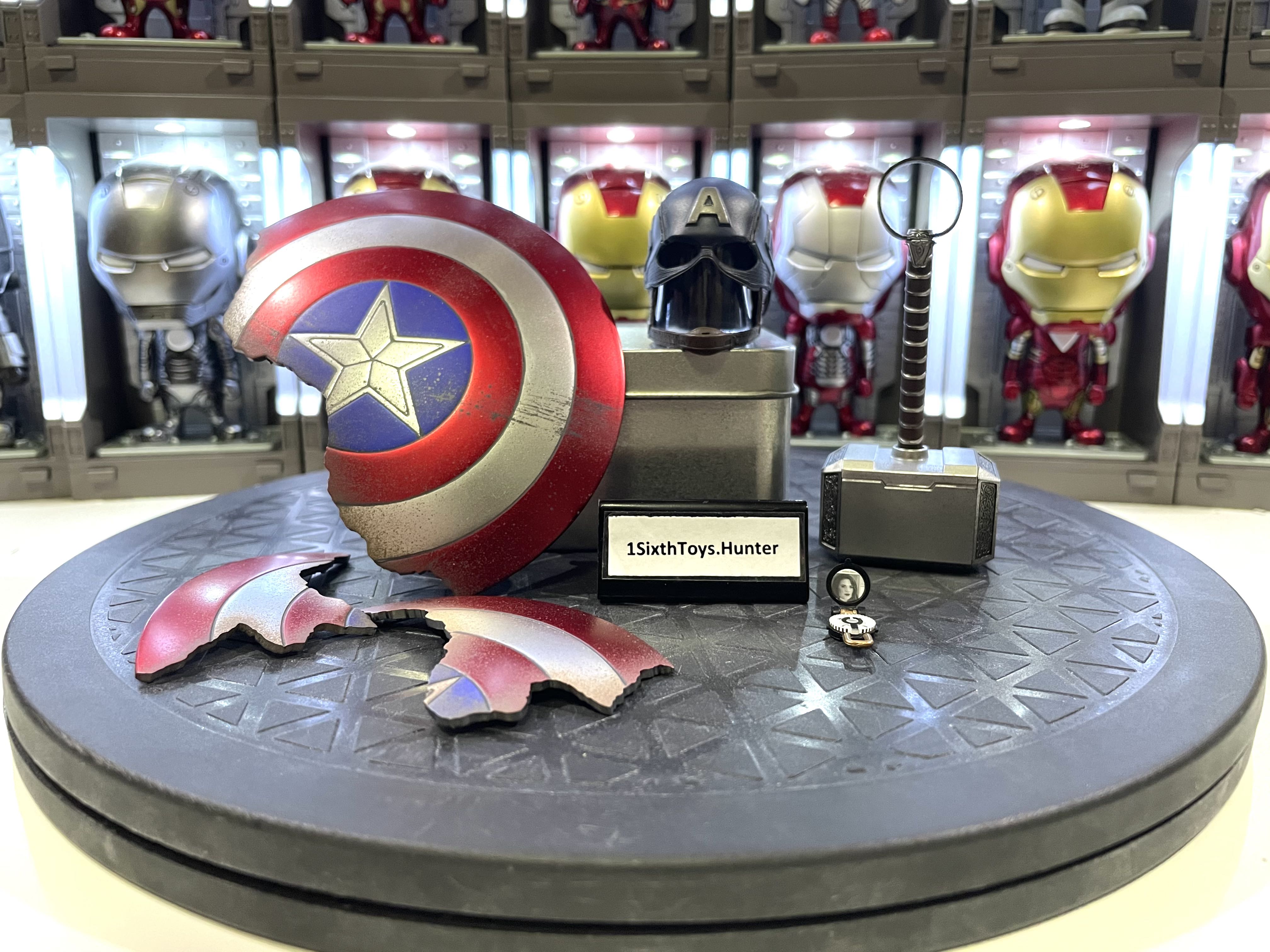 Marvel Avengers End Game Hot Toys Scale Mms Captain America Helmet Shield Compass Thor