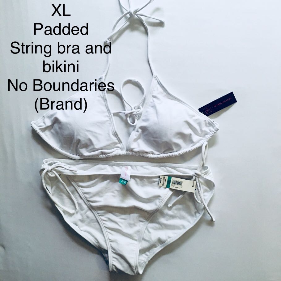 No Boundaries White String Piece Bikini Set Beach Outfit Women S Fashion Swimwear Bikinis