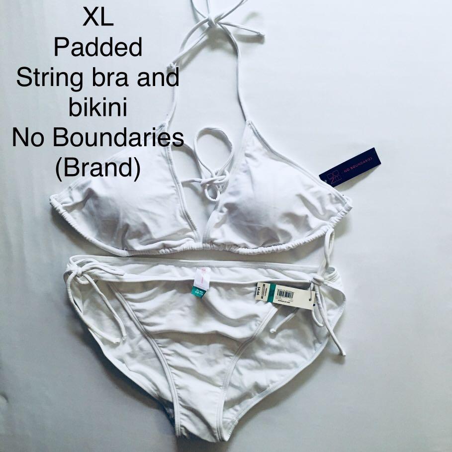 No Boundaries White String 2 Piece Bikini Set Beach Outfit Women S Fashion Swimwear Bikinis