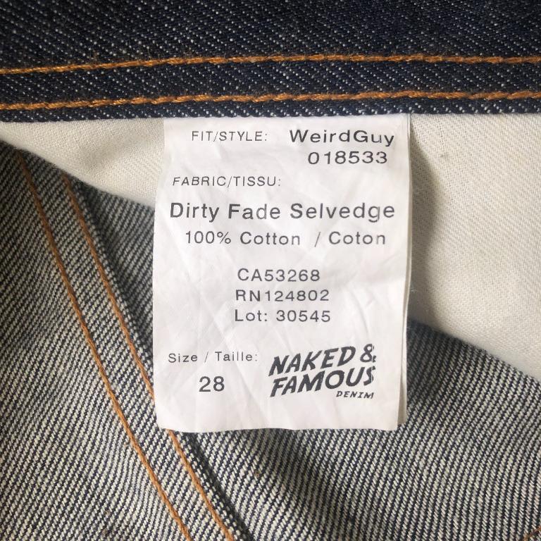 Naked Famous Weird Guy Dirty Fade Selvedge Denim Men S Fashion