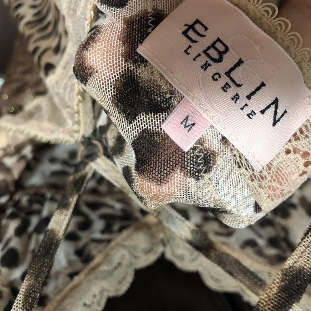 Reserved Eblin Lingerie Dress Lace Leopard Mesh Gold Nightwear