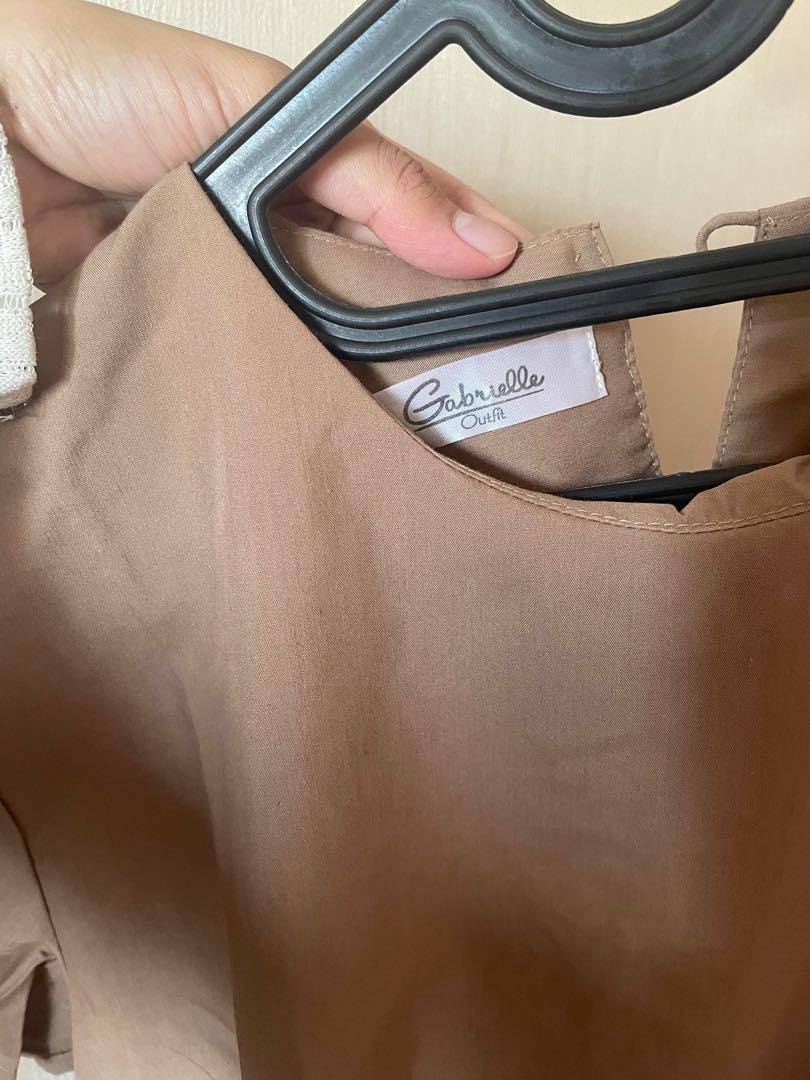 Gabrielle Outfit Assymetric Nude Top Fesyen Wanita Pakaian Wanita