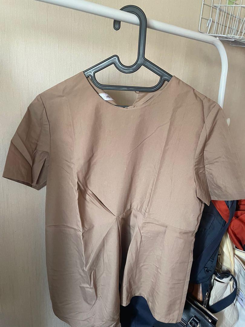 Gabrielle Outfit Assymetric Nude Top Fesyen Wanita Pakaian Wanita