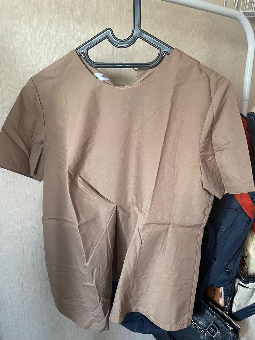 Gabrielle Outfit Assymetric Nude Top Fesyen Wanita Pakaian Wanita