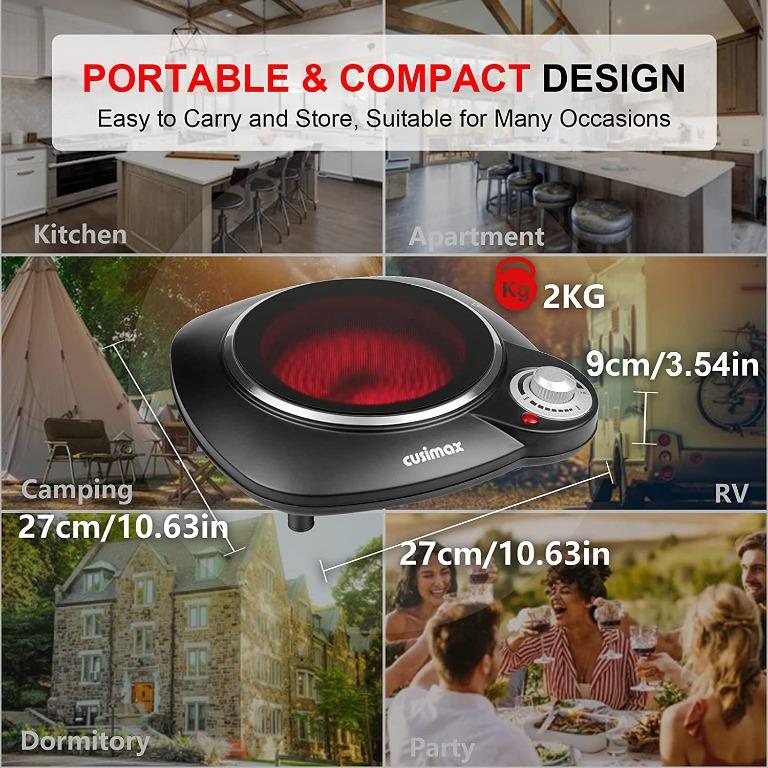 Cusimax Electric Infrared Burner W Single Ceramic Glass Hot Plates