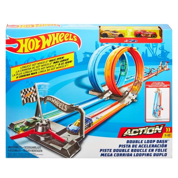預訂 Mattel GFH Hot WheelsDouble Loop Dash Track Set 風火輪雙軌迴轉比賽套裝 興趣及遊戲 玩具 遊戲類