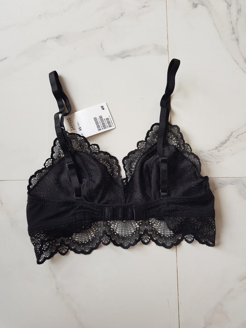 H M Hnm Black Lace Bra Bralette Underwear Lingerie Bh Renda Brukat Brokat Hitam Wanita Fesyen