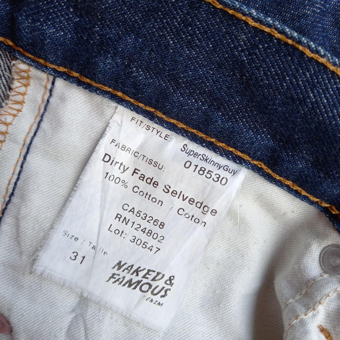 Naked Famous Super Skinny Guy Dirty Fade Selvedge Fesyen Pria