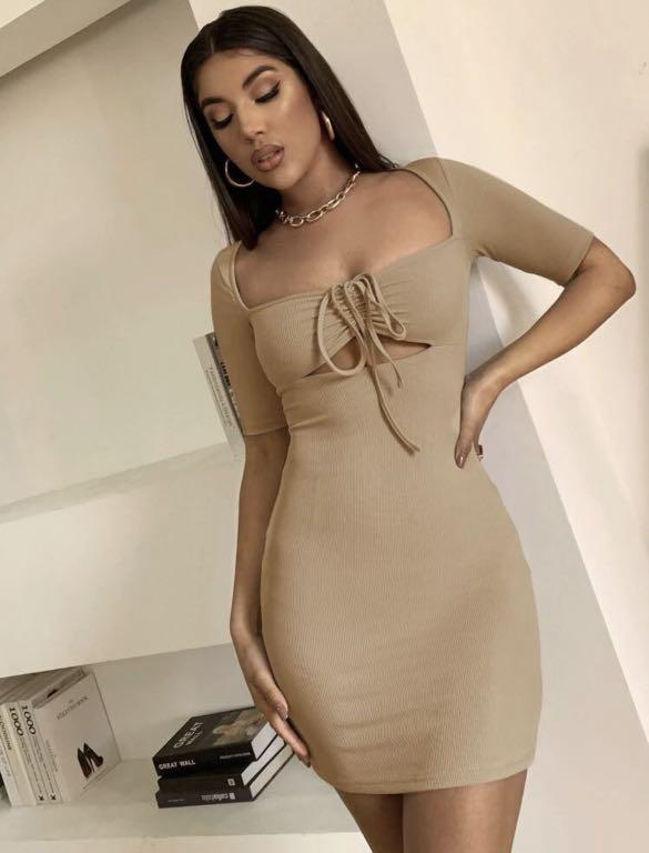 Nude Bodycon Dress Women S Fashion Dresses Sets Dresses On Carousell