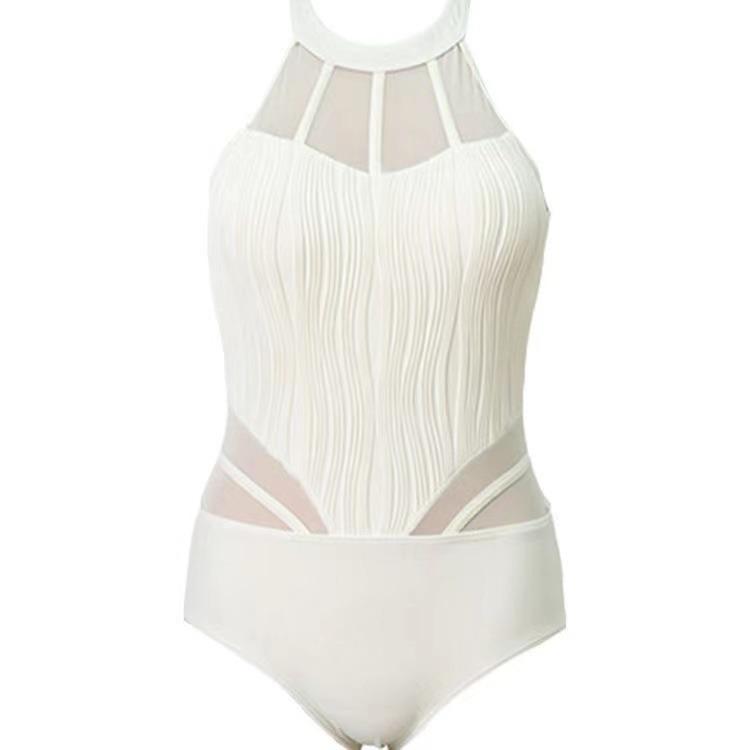 Sexy Swimsuit Bikini Cover Belly Slim Halter One Piece Swimsuit Female Small Breasts Gathered