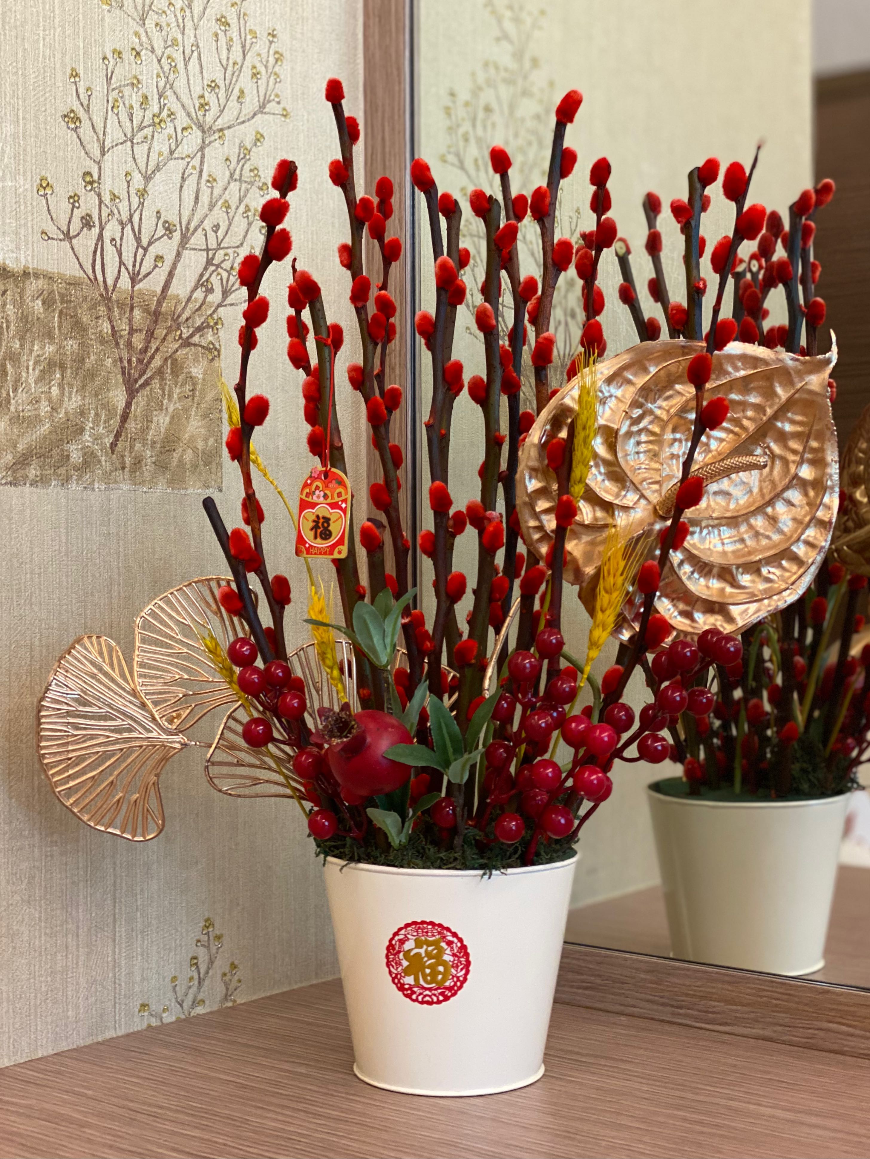 Cny Pussy Willow Table Arrangement Hobbies Toys Stationery Craft Flowers Bouquets
