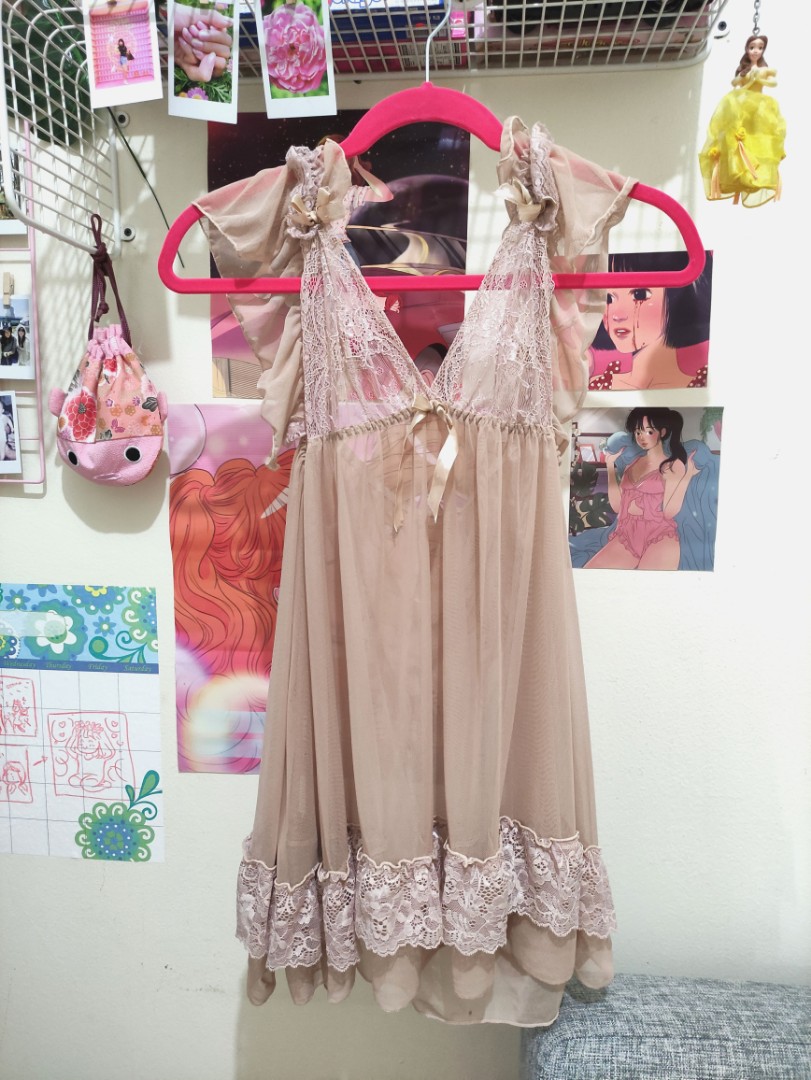 Wainod Nude Claire Lingerie Dress Free Satin Kimono Fesyen Wanita