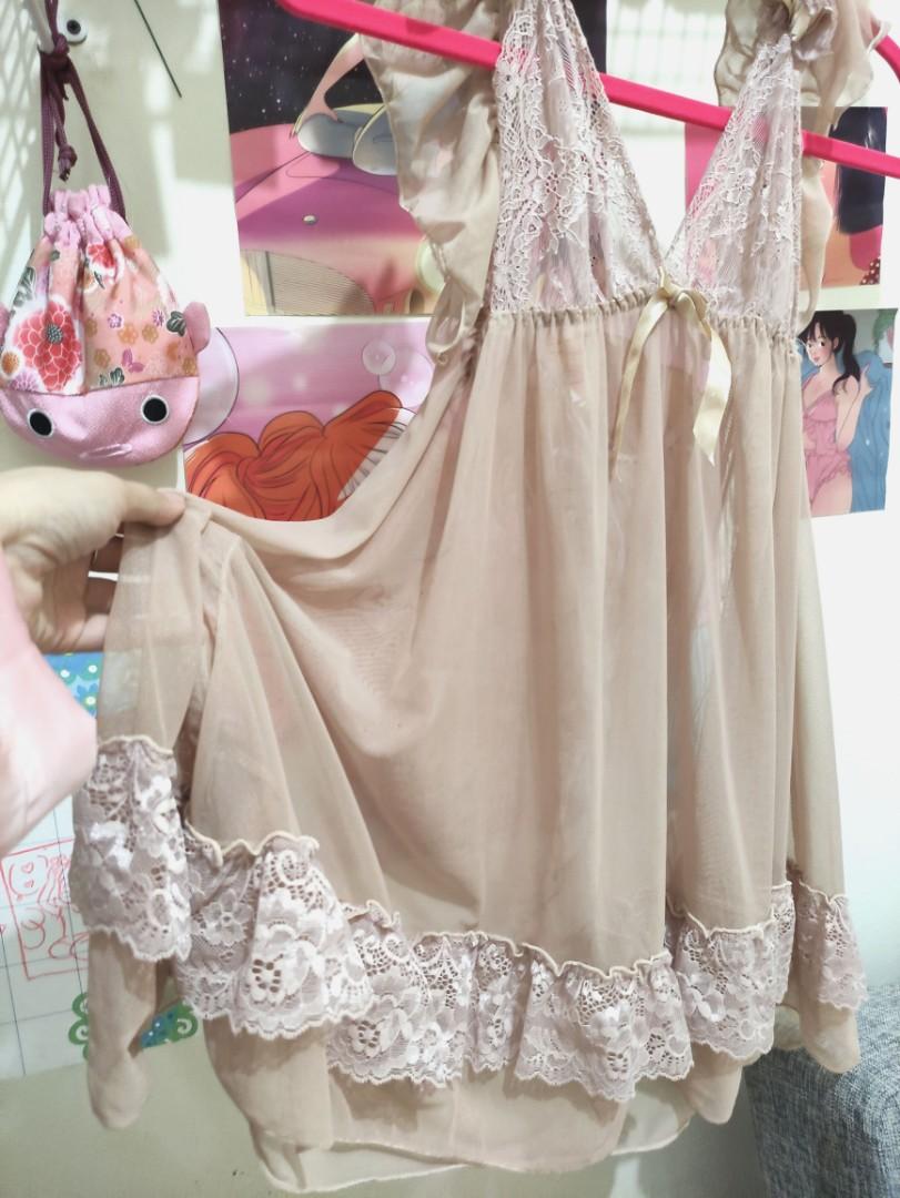 Wainod Nude Claire Lingerie Dress Free Satin Kimono Fesyen Wanita