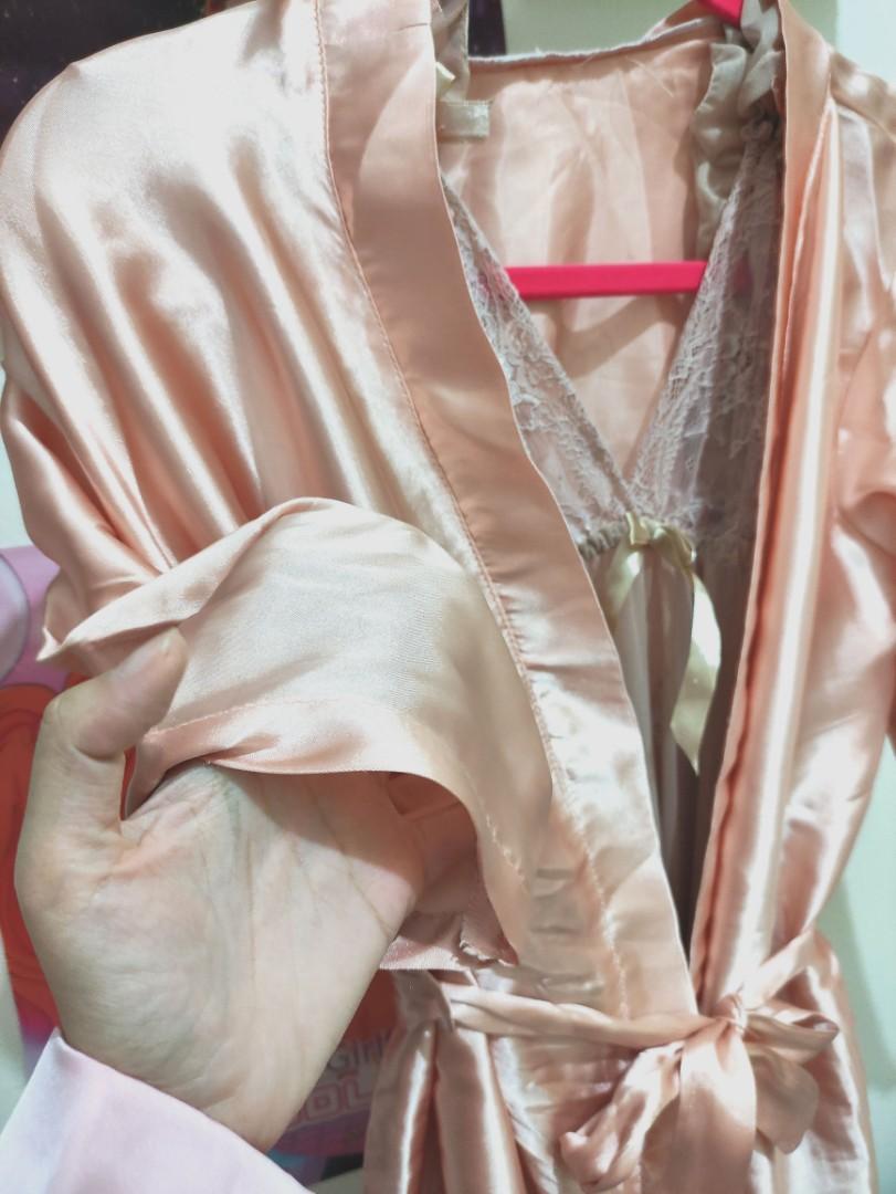 Wainod Nude Claire Lingerie Dress Free Satin Kimono Fesyen Wanita
