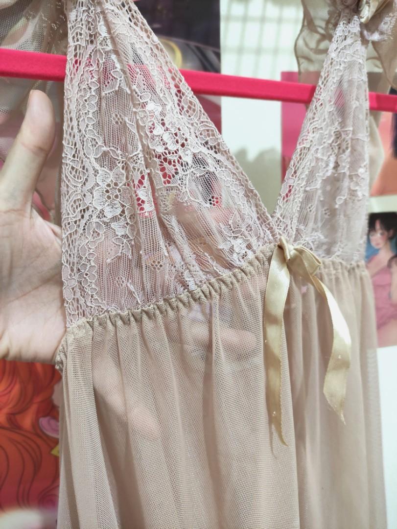 Wainod Nude Claire Lingerie Dress Free Satin Kimono Fesyen Wanita
