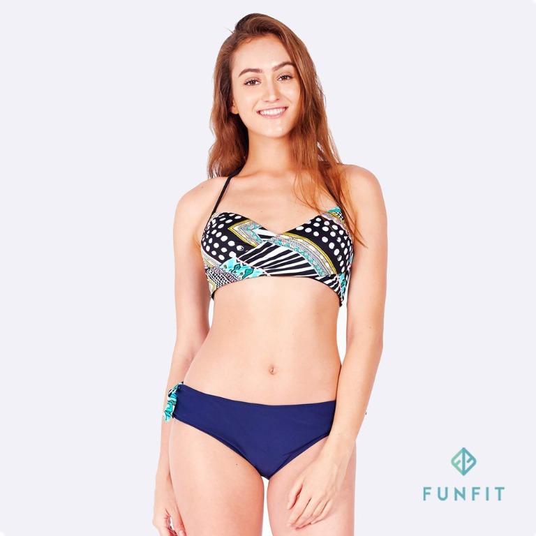FUNFIT Crossover Bikini Top Crossover Style With Contrasting Colours