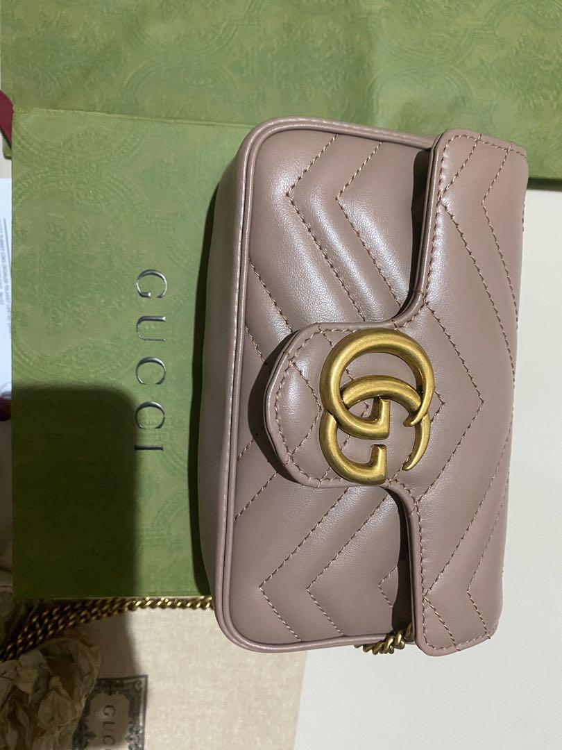 Gucci Marmont Super Mini Nude Barang Mewah Tas Dompet Di Carousell