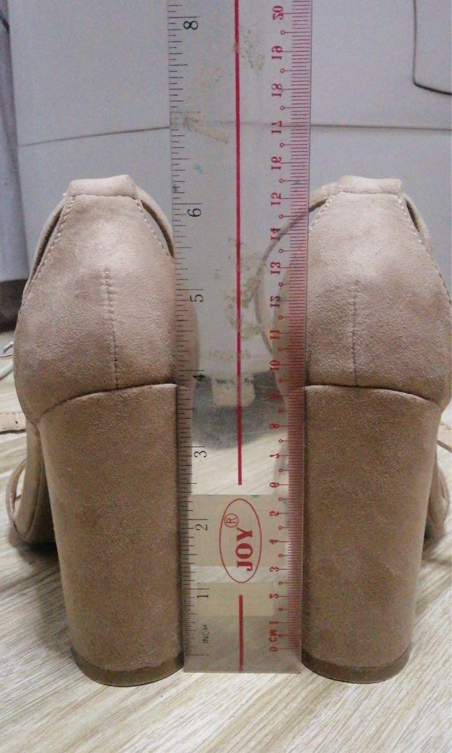 Parisian Nude Carly Block Heels With Ankle Strap Women S Fashion