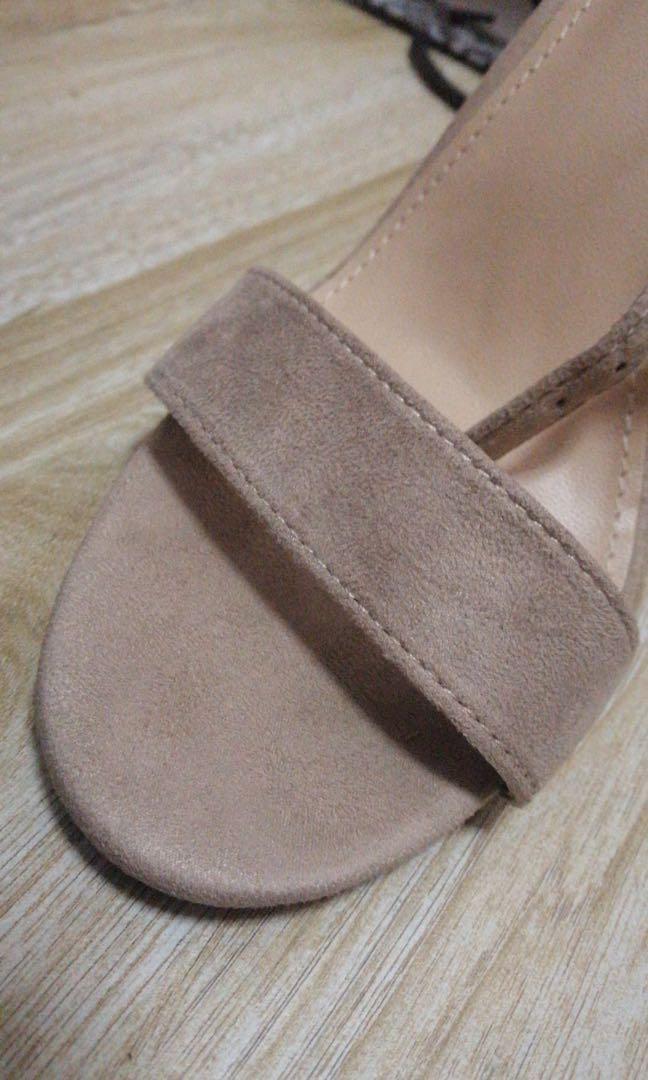 Parisian Nude Carly Block Heels With Ankle Strap Women S Fashion