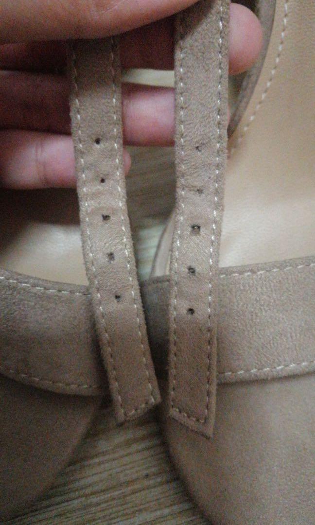 Parisian Nude Carly Block Heels With Ankle Strap Women S Fashion