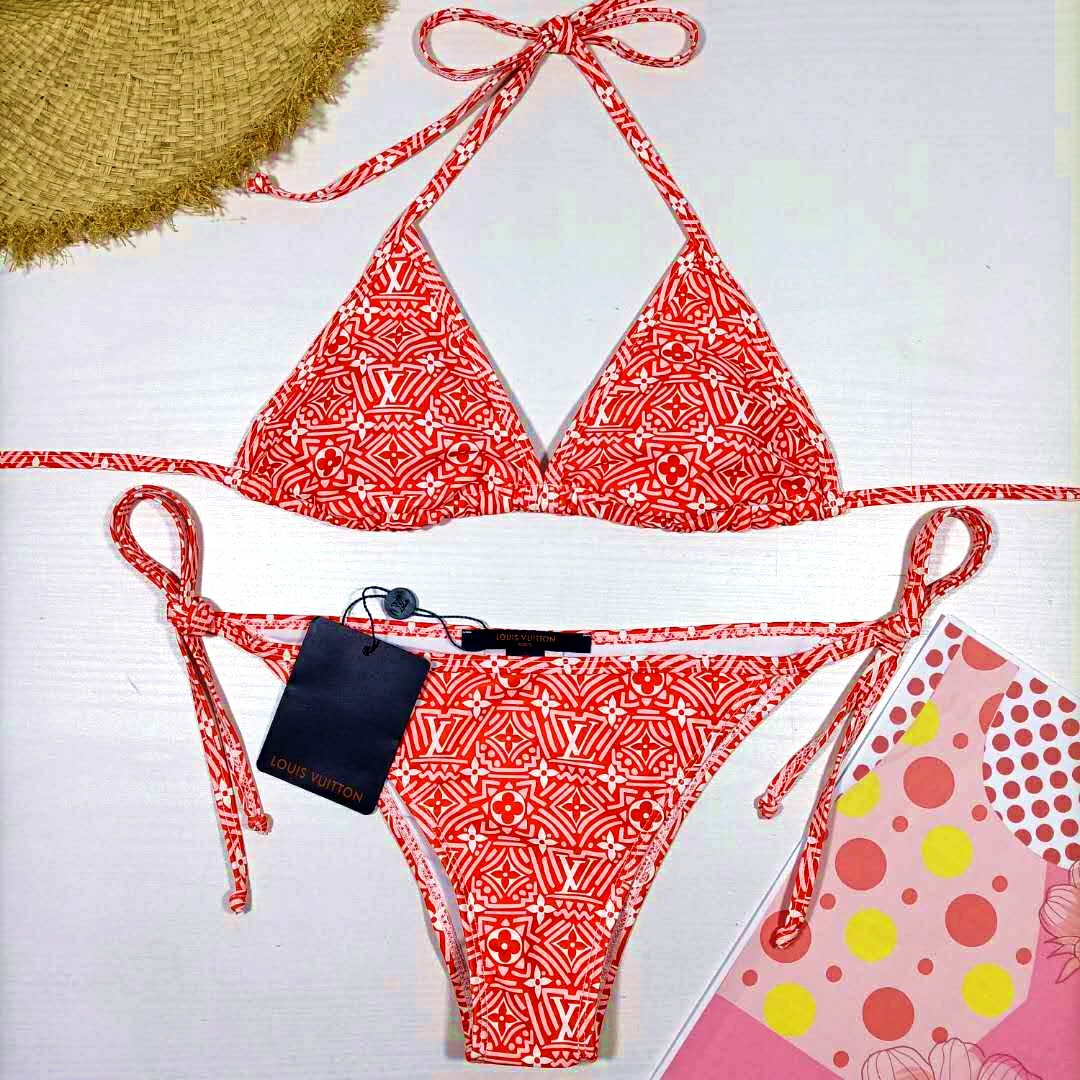 Lv Red Tribal Bikini Set Women S Fashion Swimwear Bikinis