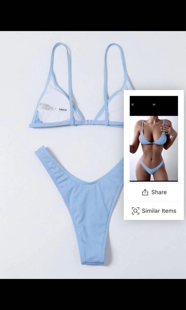 Rib Triangle High Cut Bikini Swimsuit Women S Fashion New