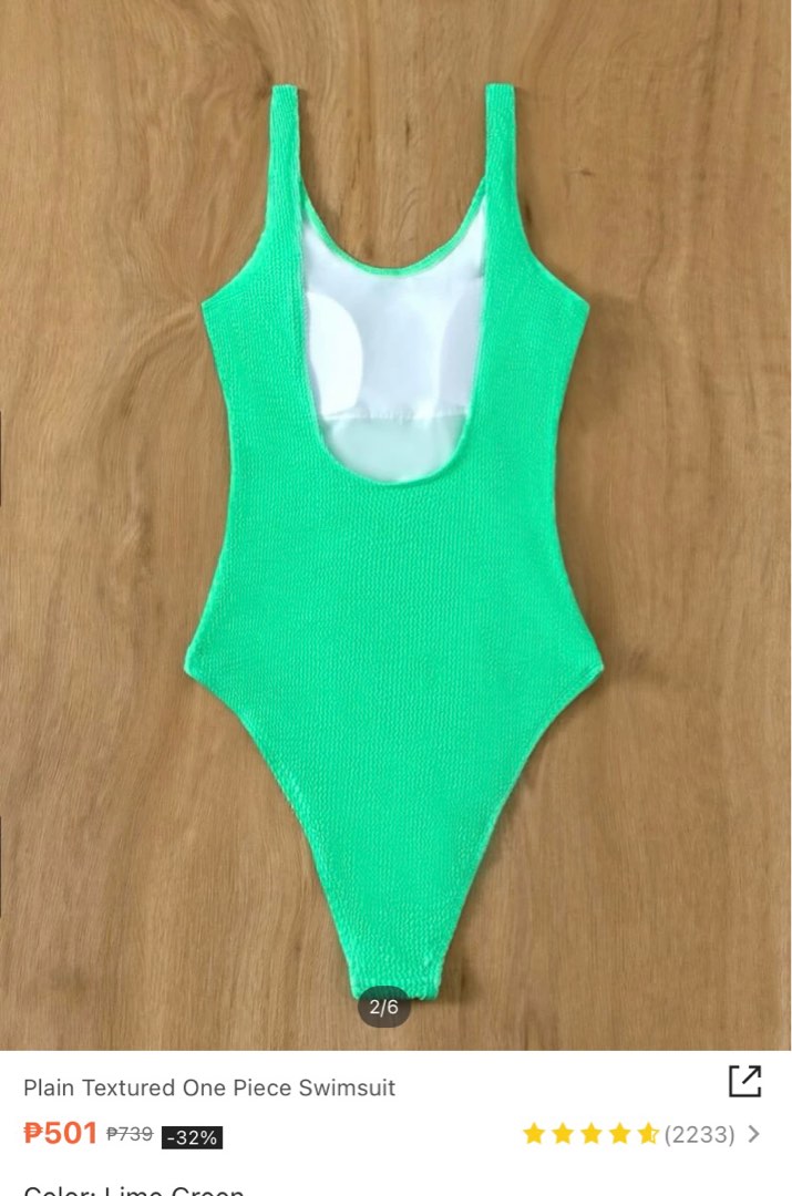 SHEIN One Piece Low Back Bikini Lime Green Women S Fashion Swimwear