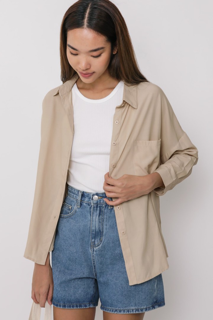 Ttr Canyon Sheer Button Down Shirt Nude Women S Fashion Tops