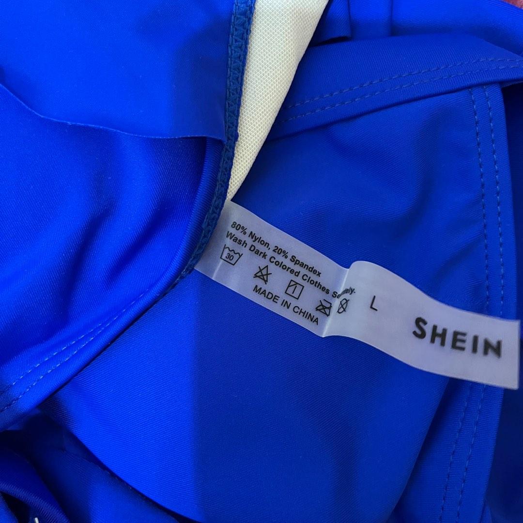 L Shein Royal Blue Ruffles Sleeves Two Piece Bikini Swimsuit Women S